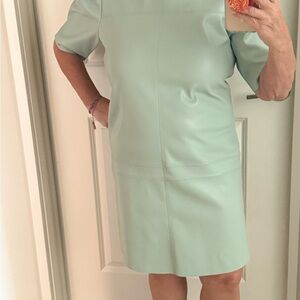 Lavender Brown Light Green Began Leather Mini Dress size Large